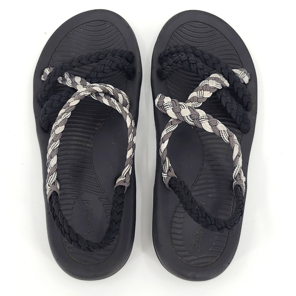 Wild Vibe 8 black gray braided strap slip on sandals cute cozy summer vacation - Picture 3 of 6